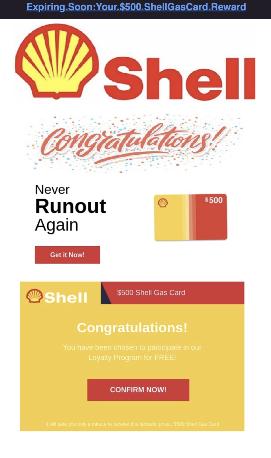 Scam Shell Gas Card