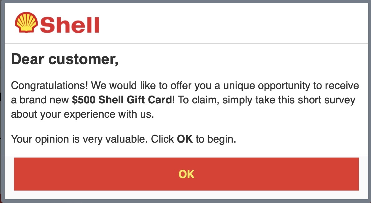 Shell Gift Card Scam Survey
