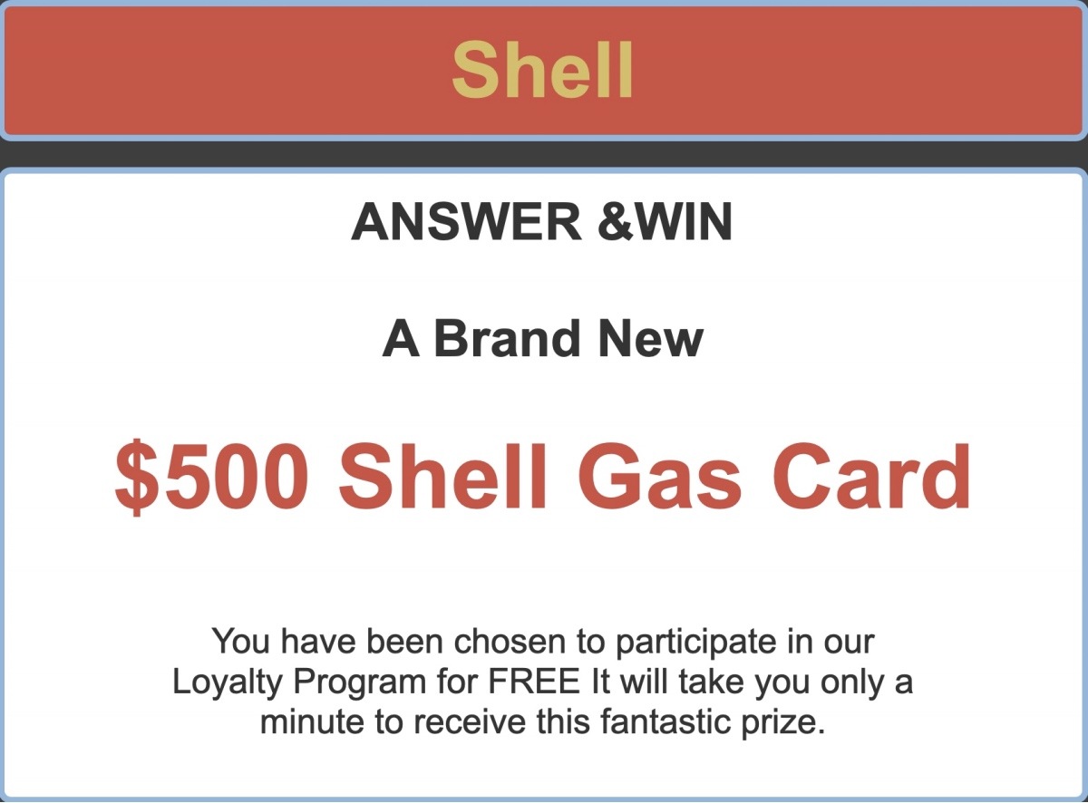 Shell Reward Card Scam